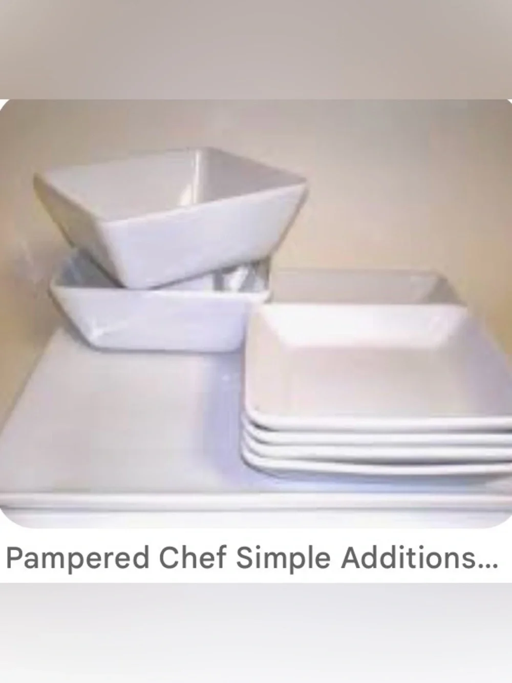 Pampered Chef White Square Ceramic 7 1/2 In Baking Serving Bowl Vintage Retired